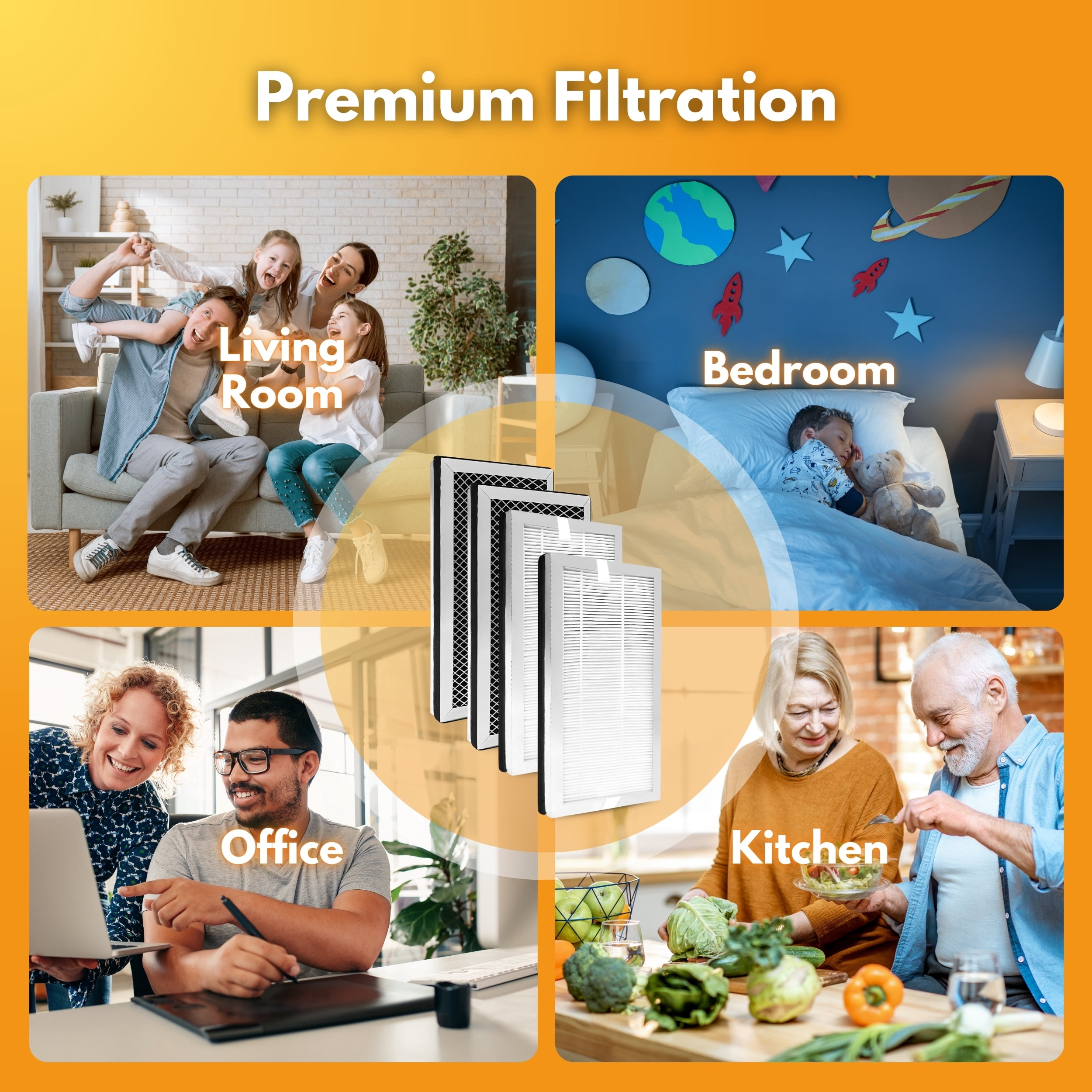 Filter-Monster Filter Bundle Compatible with Medify MA-15 Air Purifier, 4 HEPA Filter Pack