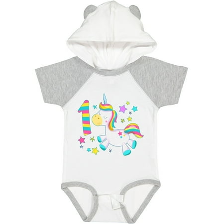 

Inktastic First Birthday Rainbow Unicorn Plush and Stars Gift Baby Boy or Baby Girl Bodysuit