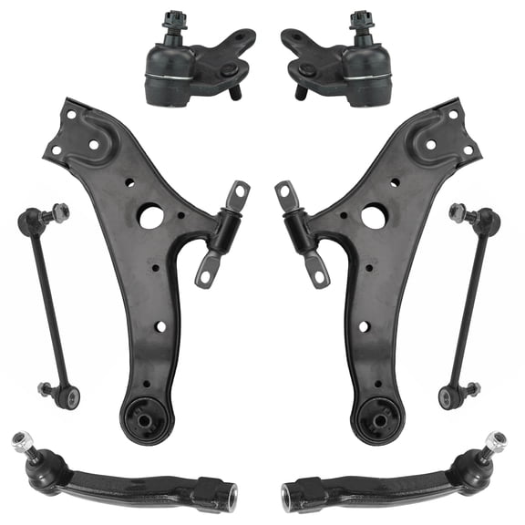 TRQ 8 Piece Steering Suspension Kit Control Arms Ball Joints Tie Rods End Links PSA65057