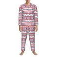thumbnail image 3 of Daiia red blue Snow Mountain for Men's Long-Sleeved Pajama Set – Soft & Comfortable Sleepwear Button-Up Pajamas Cozy Lounge Wear-Large, 3 of 7