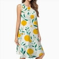 thumbnail image 2 of Oranges Flowers Leaves White Background Casual Sleeveless Loose Sundress Dress For Women Summer Dress Daily Woman, 2 of 4