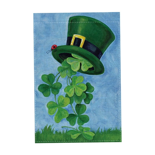 Bandera de jardín del día de San Patricio Tréboles de doble cara Bandera de tréboles verdes irlandeses para decoración de jardín y familia, 18 '' × 12 segundo Soledad banderas del día de san patricio