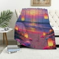 thumbnail image 4 of Creowell Wicked Dreamy Beach Blanket, ,Cozy   Throw with Coastal Sunset Lantern Ocean Wave Design,Soft Lightweight Gifts Blankets for Women,Sofa Bed Travel Living Room Decor 30*40in, 4 of 7