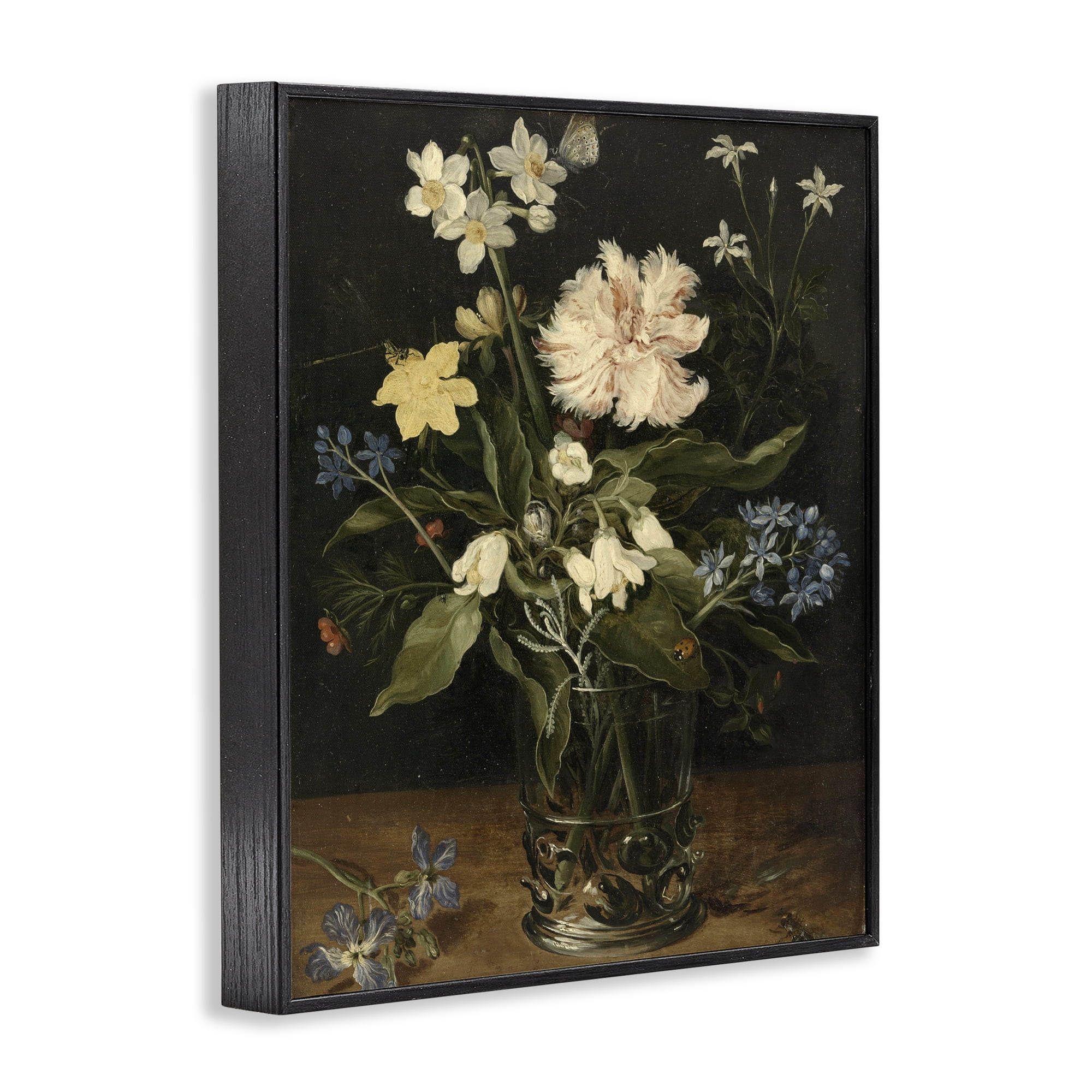 Stupell Industries Chrysanthemum & Flowers in Vase Black Framed Giclee Art, design by Vintage Hustle