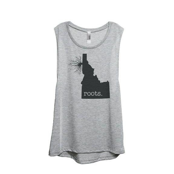Thread Tank Home Roots State Idaho ID Women's Sleeveless Muscle Tank Top Sport Grey Small
