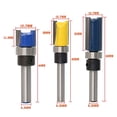 thumbnail image 2 of Growment Router Bit Set, High Hardness, 1/4in Shank, Blue/Yellow, 3 Piece, 2 of 9
