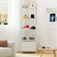 thumbnail image 6 of Satifur 5 Tier Ladder Bookcase with Removable Drawer Tall Standing Bookshelf,White, 6 of 7