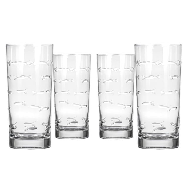 Set de 4 Vasos Highball Rolf Glass School of Fish 450 mL
