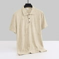 thumbnail image 5 of AHTJRT Mens Short Sleeve Polo Shirt Distressed Texture Point Collar Two Button Placket Regular Fit Fashion Leisure Tshirt Top Khaki 2XL, 5 of 7