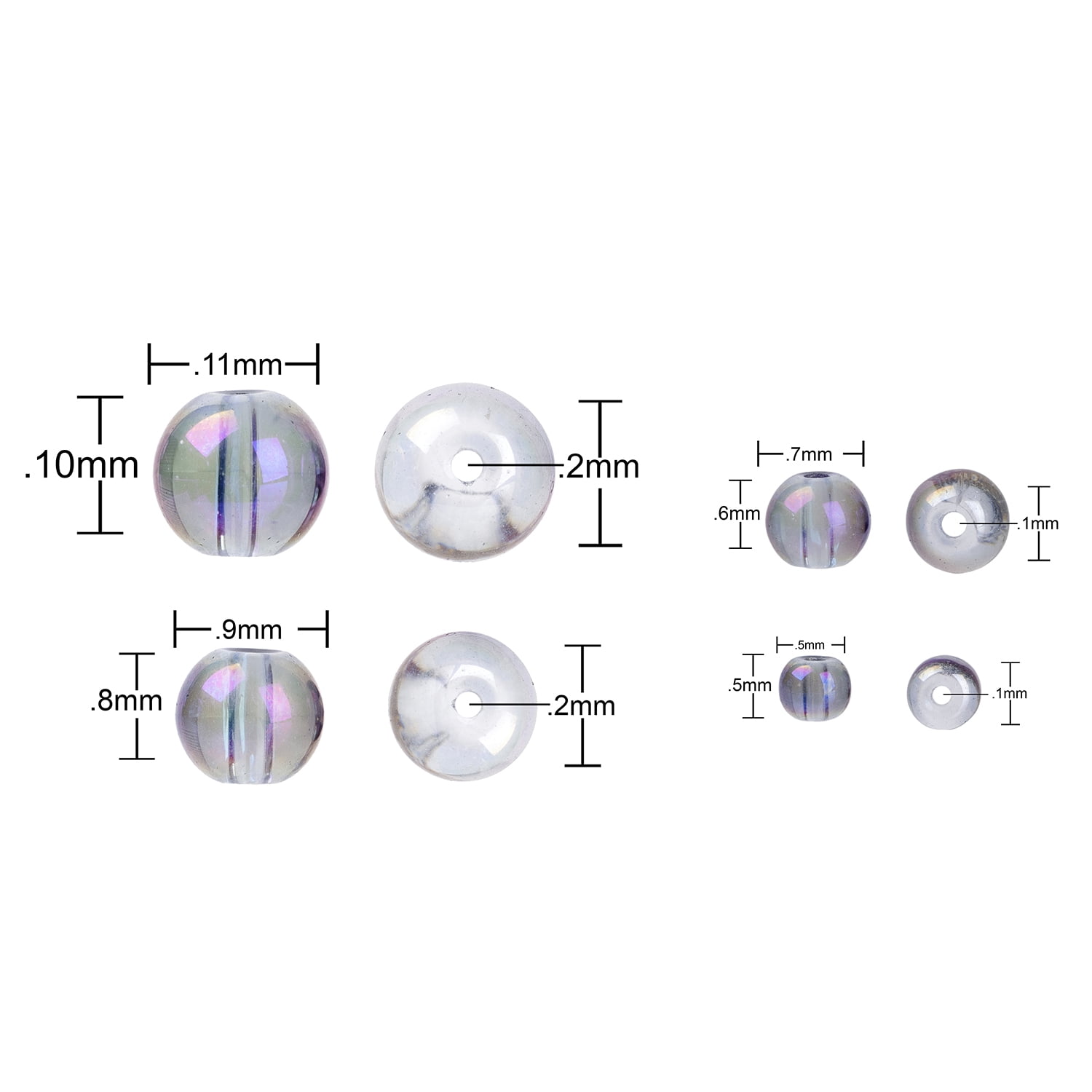 CousinDIY Purple AB Round Glass Bead Strands, 4 Sizes, 7.5 inch, 120 Piece, Unisex, Model# 69992003