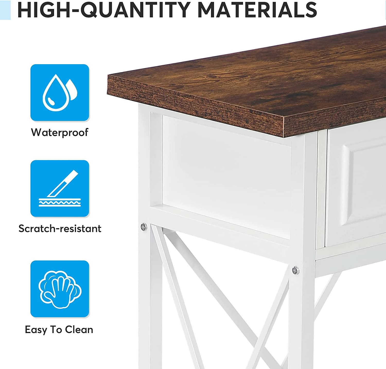 70.8-Inch Console Table with 3 Drawers, Farmhouse Entryway Table with Storage Shelf