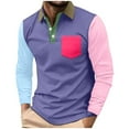 thumbnail image 2 of Donemore Men's Long Sleeve Shirt with Color-Blocking Collar Button Design, Autumn Winter Casual Business Versatile Men's Wear, 2 of 7