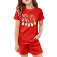 thumbnail image 4 of XDZJLR Ensemble de Pyjama pour Bébé Fille Garçon Imprimé de Pâques Manches Courtes T-Shirt Haut et Short Rouge 6-7 Ans, 4 of 4