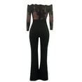 thumbnail image 5 of Baqcunre Jumpsuits for Women Women Ladies Casual Lace Off Shoulder Lace Up Jumpsuit Playsuit Wide Leg Romper Jumpsuits for Women Dressy One Piece Jumpsuits for Women, 5 of 5