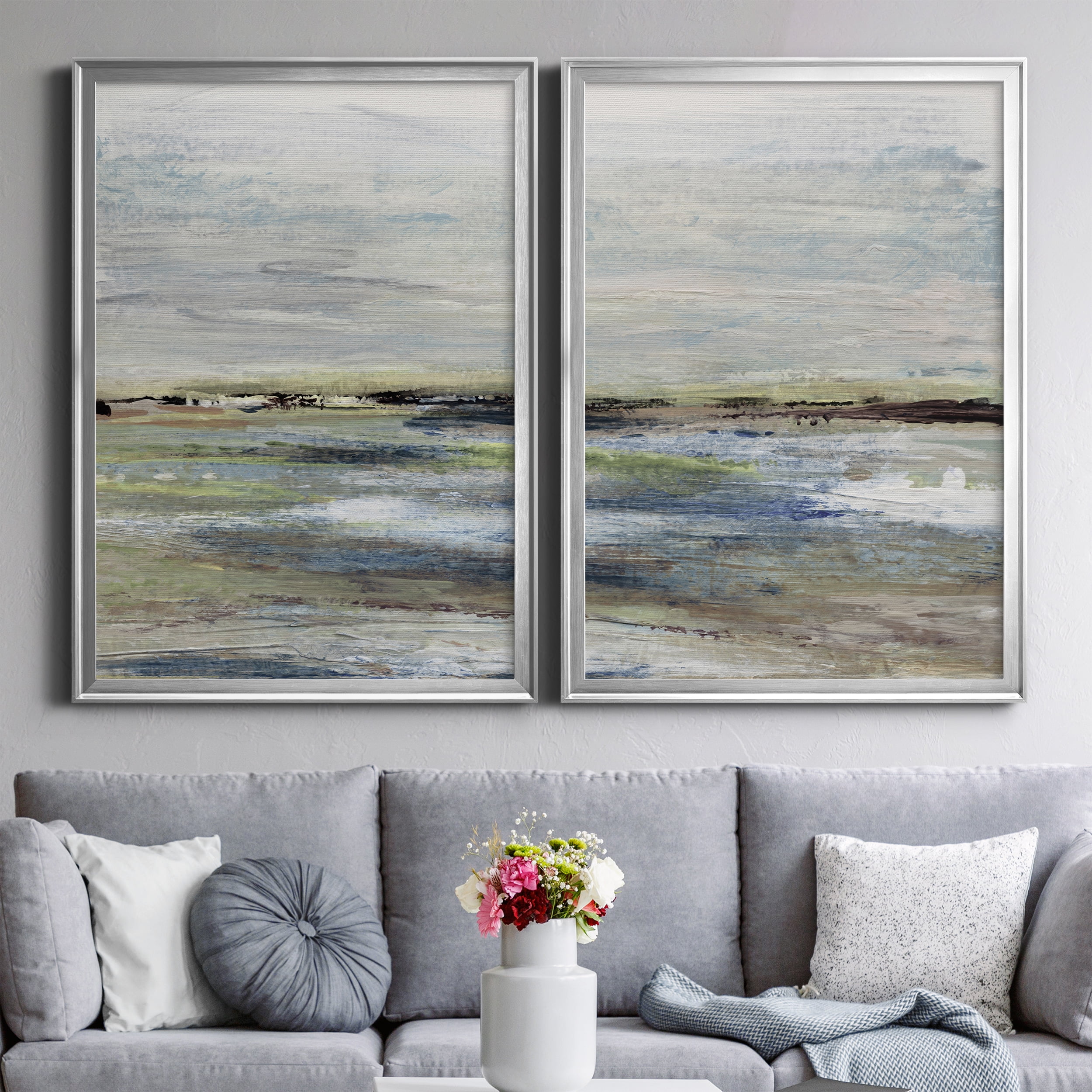 2 Piece Set Wetlands I Premium Framed Canvas - Ready to Hang - 26.5 x 36.5 Each - Silver Frame