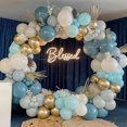 thumbnail image 4 of Kit de arco de guirnalda de globos dorados y azules burdeos para niños, decoración para fiestas de cumpleaños, baby shower, suministros para bodas, decoración con globos de látex, 4 of 5