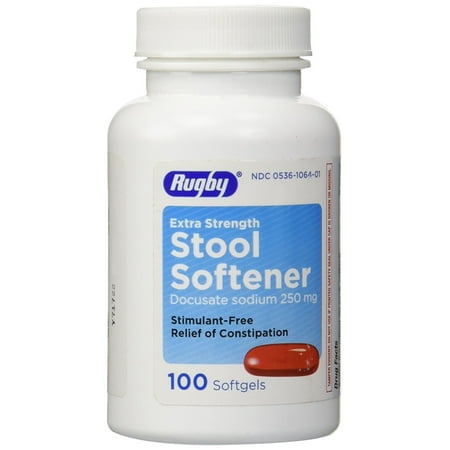 Rugby Docusate Sodium Stool Softener Extra Strength 250 mg. 100/Btl (Pack of 3)