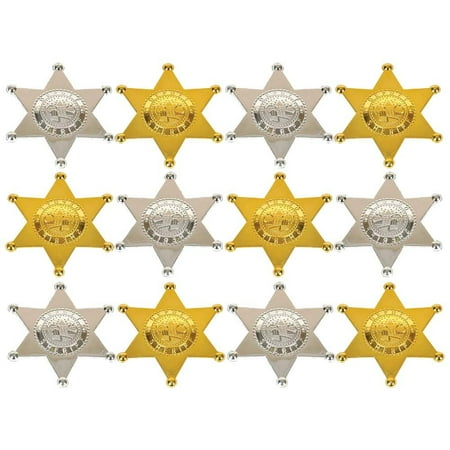Deputy Badge Plastic Deputy Sheriff Badge - Pack of 12 Personalized Officer Name Tag Brooch for Kids - Perfect for Law Enforcement Officer Costume, Cowboy Western Parties, Stage Plays and Unique Party Bag Fillers ()