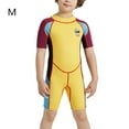 thumbnail image 2 of Traje de neopreno para niños Manténgase abrigado Pantalones cortos con mangas con cremallera trasera Traje de surf de snorkel para niñas Adolescente Niño Niño Manga amarilla púrpura M 2.5MM kenally  OD003691-02, 2 of 7
