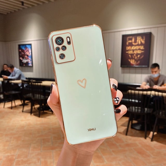 Funda de teléfono de silicona con corazón de amor chapado cuadrado para Xiaomi Redmi Note 10 Pro Max 4G 5G 10s RedmiNote10 Note10Pro Redmi10 10C Fivean unisex