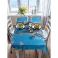 thumbnail image 3 of Ocean Diving Elephant Rectangle Tablecloth, Blue Coastal Coral Fish Marine Life Waterproof & StainResistant Tablecloth, Washable Oil-proof Table Cover for Dining/Party/Wedding/Camping/Buffet 60x84 In, 3 of 9