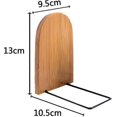 thumbnail image 2 of Natural Bamboo Bookend Large Capacity Office Book Ends Anti Slip Book Stand Holder Bookshelf Ends Fo, 2 of 5
