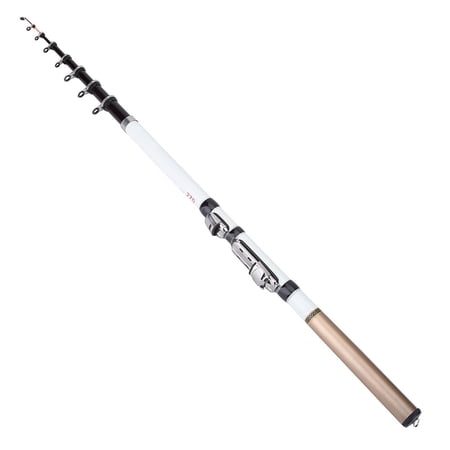 LAZIOEGR Portable Telescopic Fishing Rod Carbon Fiber Travel Spinning Pole 106.3 inches / 2.7m White