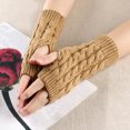 thumbnail image 4 of Xfvqtps Fingerless Gloves for Womens Thumb Hole Ribbed Mid-Length Arm Warmer Knitting Crochet Solid Color Fashion Thermal Warm Winter Mittens Yellow, 4 of 5