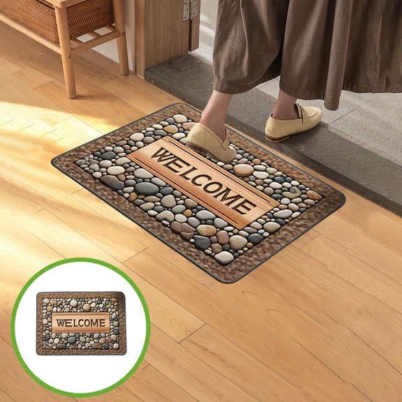 Non-Slip Absorbent Bathroom Rug Mat, Waterproof Washable Floor Carpet for Indoor Outdoor Use, Durable Soft Polyester Entrance Runner with Anti-S Backing for Kitchen Bedroom Laundry Room Door