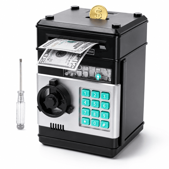 Piggy Bank,ATM Coin Money Saving Box with Password,Kids Safe Money Jar with Auto Grab Bill Slot,Birthday Gifts Toys Bank for 6 7 8 9 10 11 12 Year Old Girls Boys