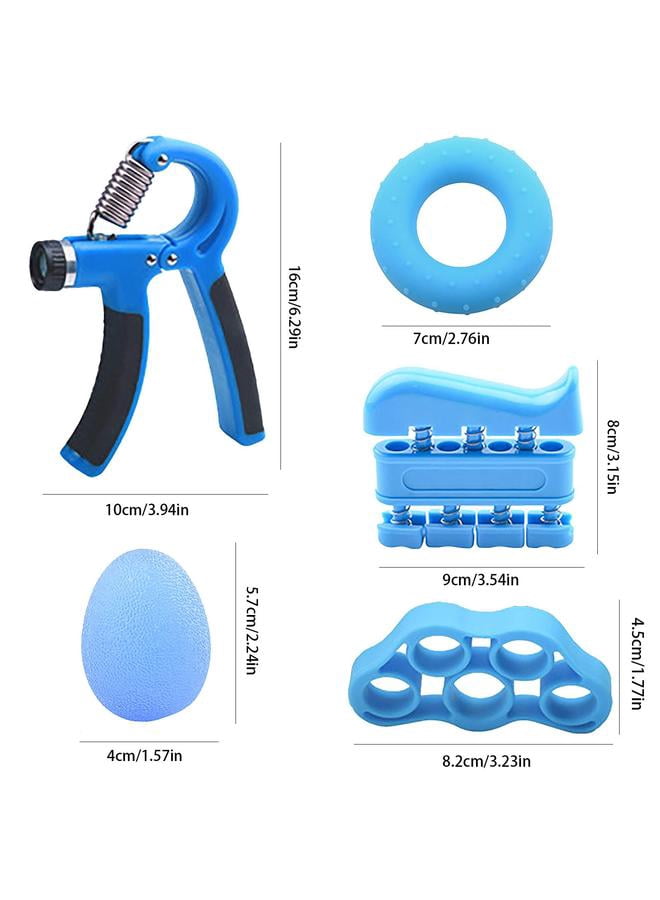 6-Piece Hand Grip Trainer Set，Hand Grip Strengthener Workout Kit 5 Pack, Hand Grip Exerciser Set, Including Adjustable Resistance Hand Gripper
