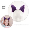 thumbnail image 2 of Diadema de peluche con orejas de dibujos animados, accesorio para el cabello para mujeres y niñas, color violeta, ideal para fiestas., 2 of 7