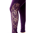 thumbnail image 3 of Womens Plus Size Purple Leggings with Elegant lace Panel Sizes YP1283 Made in USA, 3 of 3