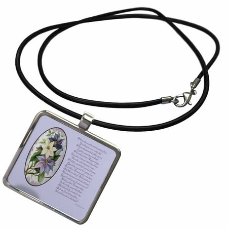 3dRose Clematis, poem, poetry, prose, garden, gardeners, vine, climbing vine, flowers, lilac flowers - Necklace with Pendant (Best Thornless Climbing Roses)