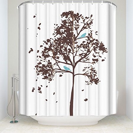 Family Decor Tree Fabric Shower Curtain W Blue Bird Print