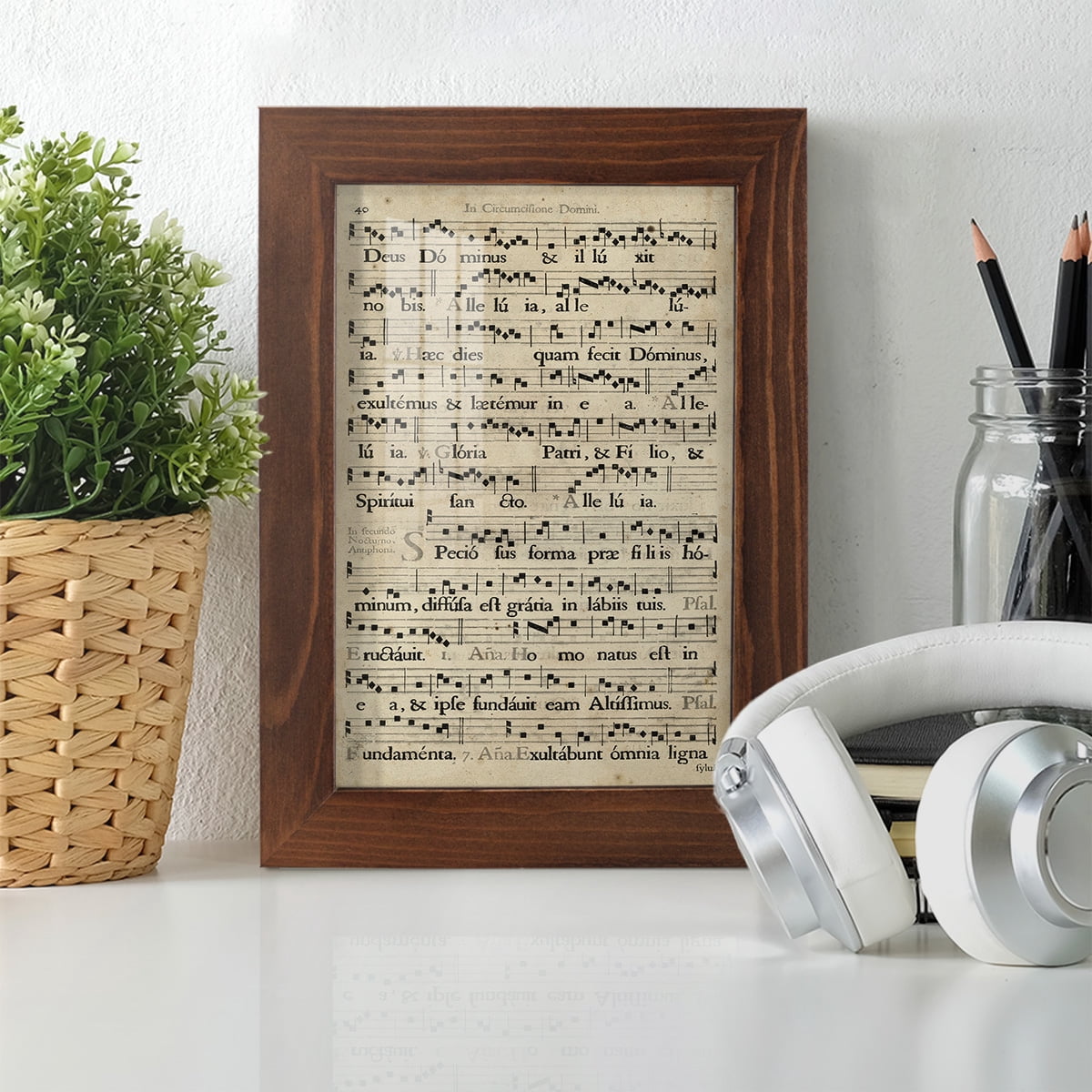 Vellum Songbook II -Framed Print w/glass-Chestnut