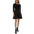 thumbnail image 3 of Bcx Womens Juniors’ Patterned-Skirt Knit Sweater Dress, Black/XXS, 3 of 3