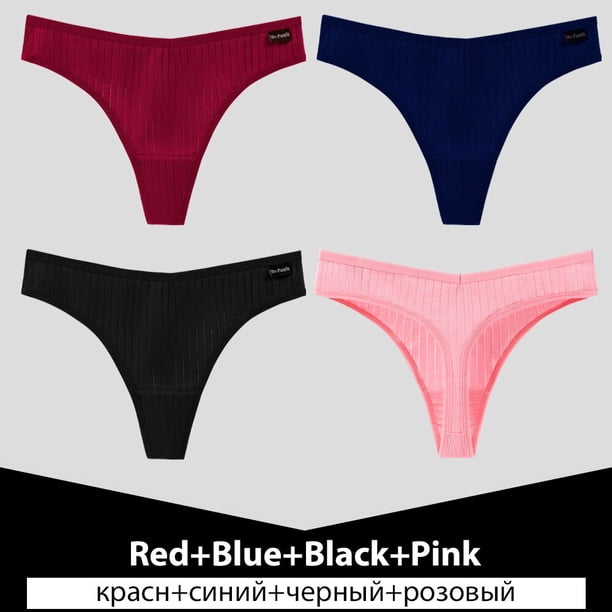 Tanga de algodón para mujer, 4 Uds., bragas cómodas, 6 colores sólidos, S-XXL, tangas sexis, calzoncillos para mujer Tan Jianjun unisex