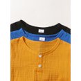 thumbnail image 3 of PureChapter Boys T Shirts Long Sleeve Henley Cotton Tees, Casual Basic Tshirts For Kids Boys, 3 Pack, 4-8 Years, 3 of 8