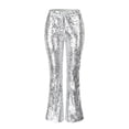 thumbnail image 4 of Jxximdong Pants for Women Women's Sexy Sequined Shiny High Waist Stretch Flare Pants Nightclub Trousers Silver M Trousers, 4 of 6