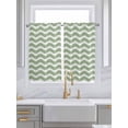 thumbnail image 2 of Sage Green Stripe Tier Curtains 45 Inches Long, Farmhouse Striped Modern Waves Moires Window Treatment Curtain Drapes, Window Half Privacy Curtains for Bedroom Bathroom, 42"x45", 2 Panels, 2 of 7