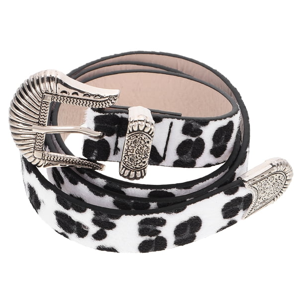 Cinturón vintage con estampado de leopardo y hebilla estilo western para mujer y niña, accesorio de moda para disfraz de vaquera, ideal para vestidos y vaqueros.
