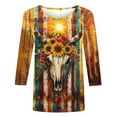thumbnail image 5 of JTZGDY Western Shirts for Women Plus Size Ethnic Style Tops Plus Size 3/4 Lenght Sleeve Vintage Bleached Crewneck Tunic Tees Loose Oversied Graphic Tshirt Tops Multicolor#15 XXXL, 5 of 6
