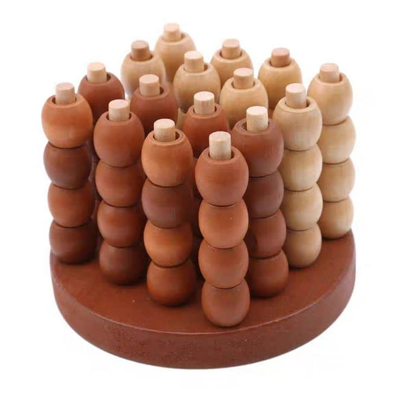 ziyahi 4 Connect in A Row Portable 3D Travel Kid Birthday Game Gifts Adults Wooden