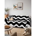thumbnail image 6 of Black Moire Ombre Couch Cover for 2 Cushion Couch, Water Ripple Stripe Farmhouse Washable Love Seat Sofa Covers Slipcover, Throw Sofa Covers for Pets, Furniture Protector 71"x102", 6 of 9