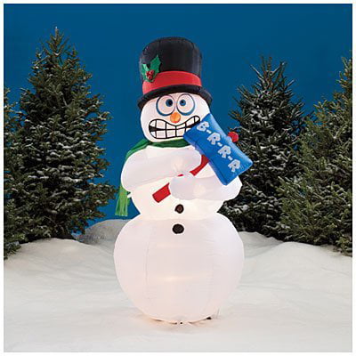 Animated Shivering Snowman Inflatable - 6 Feet Tall - Shivers and ...