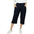 thumbnail image 1 of Bimba Women's Rayon Capri Culottes with Back Elastic Casual Summer Pants With Pockets Black - Medium, 1 of 5