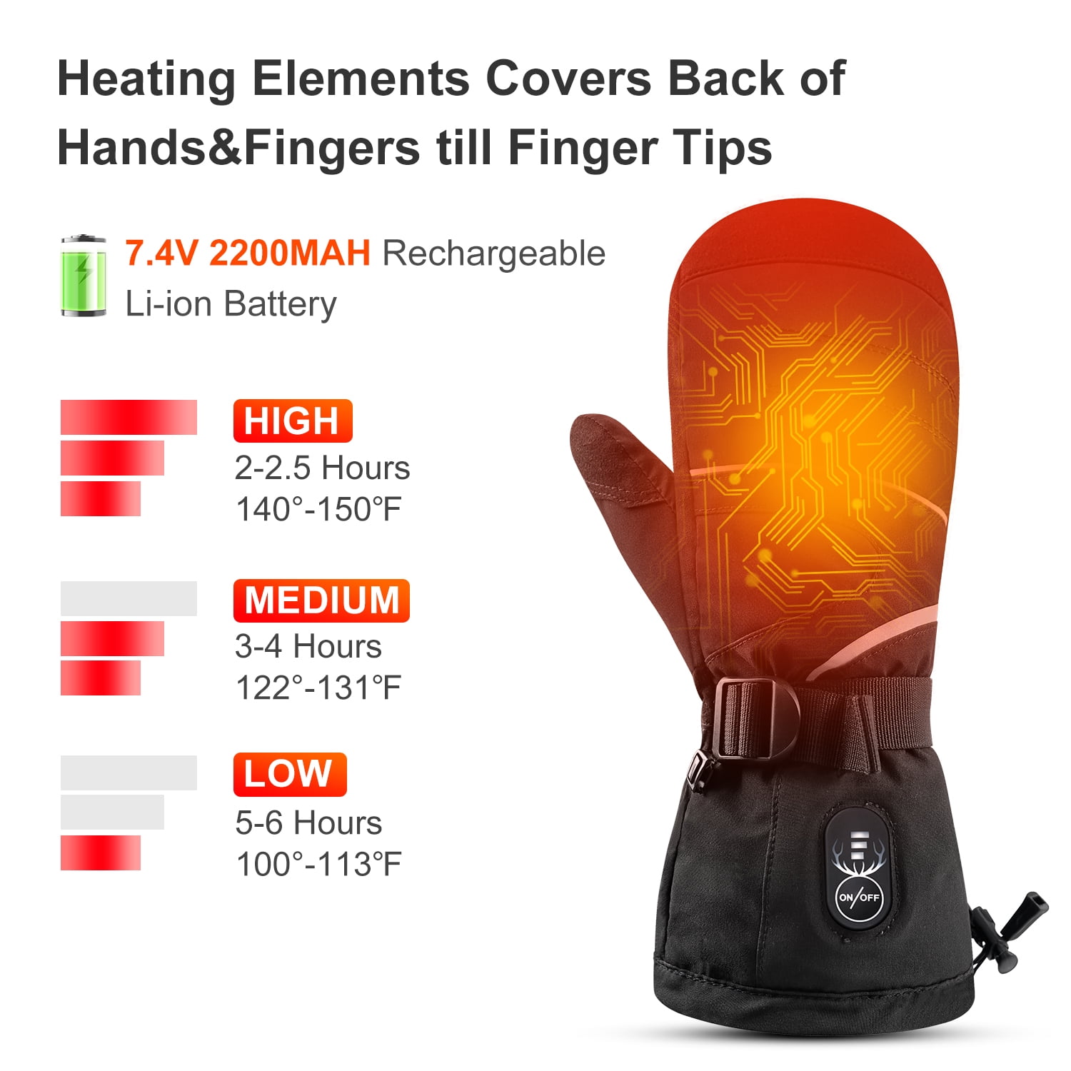SNOW DEER Heated Gloves for Men Women, Electric Glove Rechargeable Battery Heated Hand for Motorcycle Biking Hunting Arthritis Skiing Working