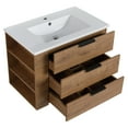 thumbnail image 3 of 30 Inch Bathroom Vanity - Imitative Oak, 3 Drawers, Resin Basin, Handle, Soft Closing Adjustable Side Storage Shelf 30" Wall Mounted, Oak Poise, Sink, , For Balanced, 3 of 7