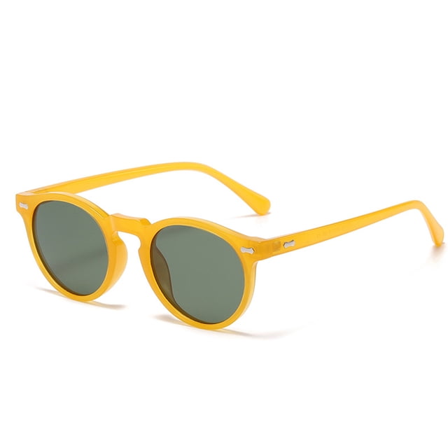 Gafas de sol retro literarias, gafas de sol redondas de moda europea y americana con clavos de arroz, hechas de PC